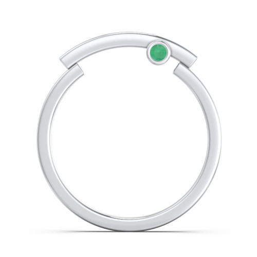 Modern Stacking Ring with Peek-A-Boo Gemstone – Sterling Silver with Emerald