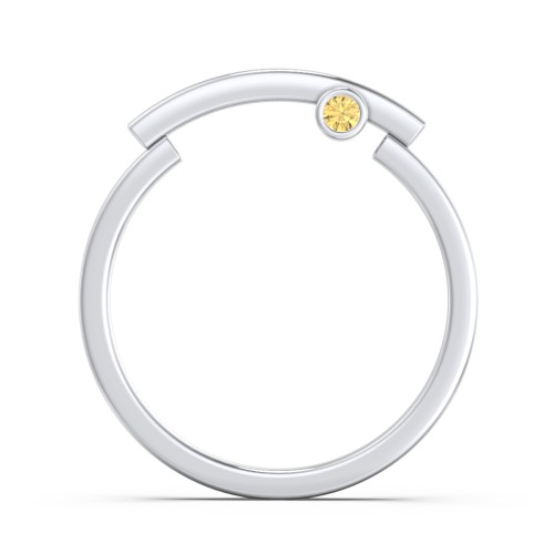 Modern Stacking Ring with Peek-A-Boo Gemstone – Sterling Silver with Citrine
