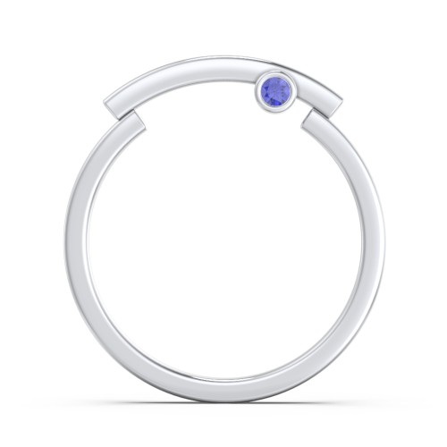 Modern Stacking Ring with Peek-A-Boo Gemstone – Sterling Silver with Blue Sapphire