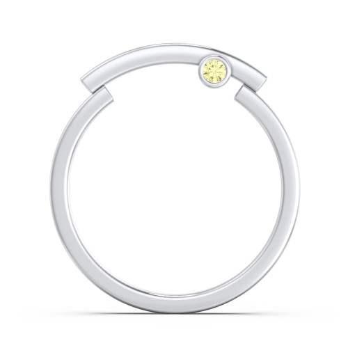 Modern Stacking Ring with Peek-A-Boo Gemstone – Sterling Silver with Citrine