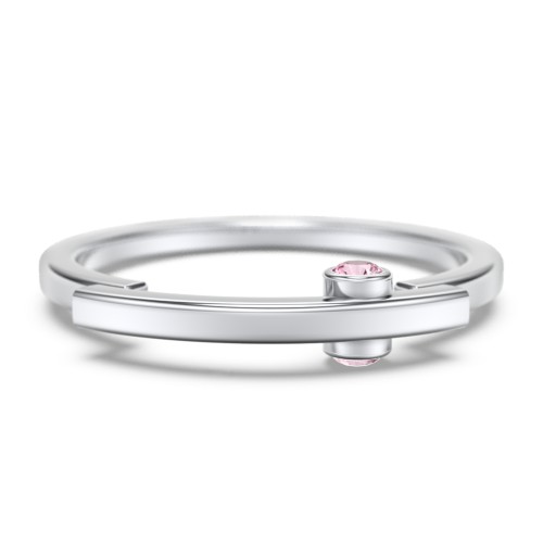 Modern Stacking Ring with Peek-A-Boo Gemstone – Sterling Silver with Pink Tourmaline