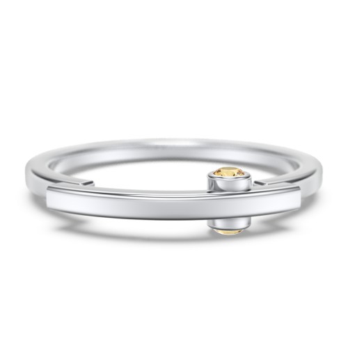 Modern Stacking Ring with Peek-A-Boo Gemstone – Sterling Silver with Citrine