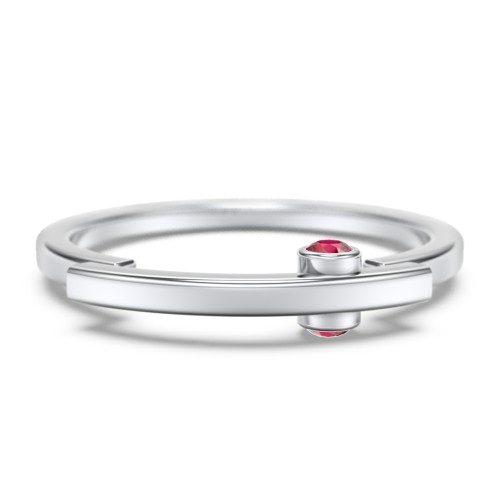 Modern Stacking Ring with Peek-A-Boo Gemstone – Sterling Silver with Garnet