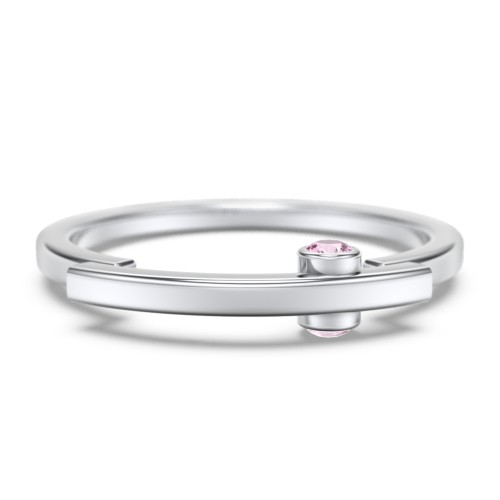 Modern Stacking Ring with Peek-A-Boo Gemstone – Sterling Silver with Pink Tourmaline
