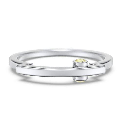 Modern Stacking Ring with Peek-A-Boo Gemstone – Sterling Silver with Citrine