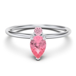 Pear Ring with Round Accent Stone in 925 Sterling Silver