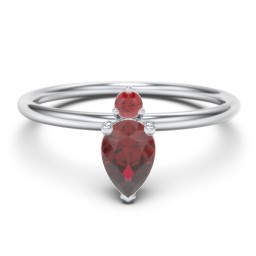 Pear Ring with Round Accent Stone in 925 Sterling Silver