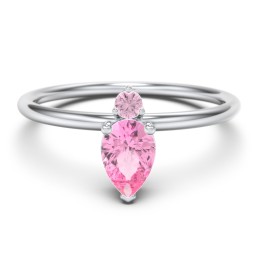 Pear Ring with Round Accent Stone in 925 Sterling Silver