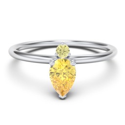 Pear Ring with Round Accent Stone in 925 Sterling Silver