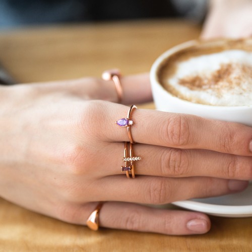 Pear Ring with Round Accent Stone
