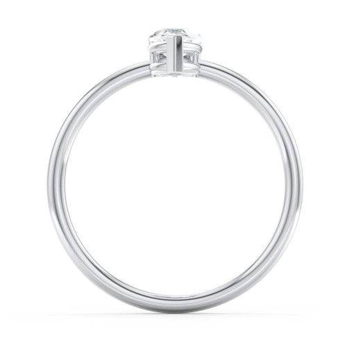 Pear Ring with Round Accent Stone – Sterling Silver with Diamond