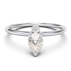 Pear Ring with Round Accent Stone – Sterling Silver with Ruby