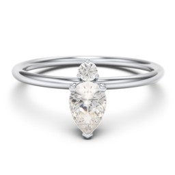 Pear Ring with Round Accent Stone in 925 Sterling Silver with Cubic Zirconia