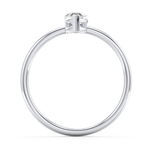 Pear Ring with Round Accent Stone – Sterling Silver with Cubic Zirconia