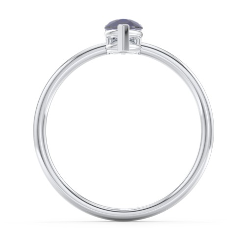 Pear Ring with Round Accent Stone – Sterling Silver with Blue Sapphire