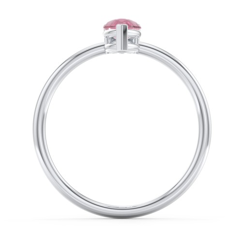 Pear Ring with Round Accent Stone – Sterling Silver with Pink Tourmaline