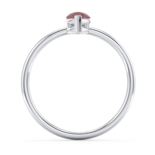 Pear Ring with Round Accent Stone – Sterling Silver with Ruby