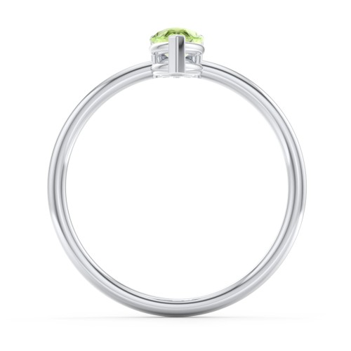 Pear Ring with Round Accent Stone – Sterling Silver with Peridot