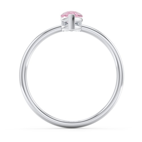 Pear Ring with Round Accent Stone – Sterling Silver with Pink Tourmaline