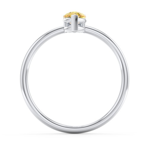Pear Ring with Round Accent Stone – Sterling Silver with Citrine