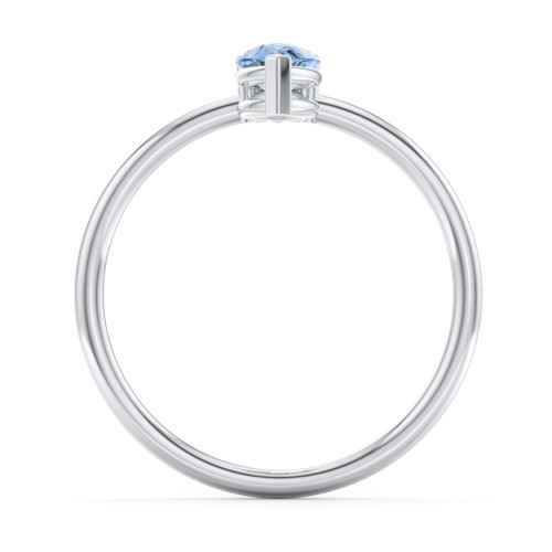 Pear Ring with Round Accent Stone – Sterling Silver with Blue Topaz
