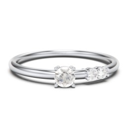3-Stone Stacking Ring in 925 Sterling Silver with Cubic Zirconia and White Premium Zirconia