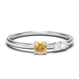 3-Stone Stacking Ring in 925 Sterling Silver with Citrine and White Premium Zirconia