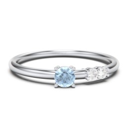 3-Stone Stacking Ring in 925 Sterling Silver with Blue Topaz and White Premium Zirconia