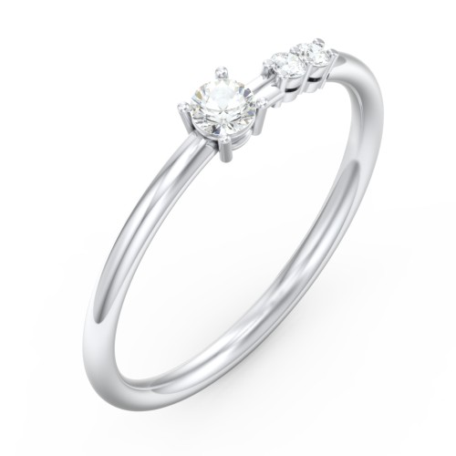 3-Stone Stacking Ring – Sterling Silver with Cubic Zirconia and White Premium Zirconia