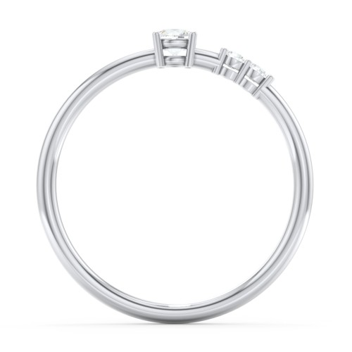 3-Stone Stacking Ring – Sterling Silver with Cubic Zirconia and White Premium Zirconia