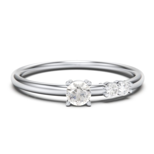 3-Stone Stacking Ring – Sterling Silver with Cubic Zirconia and White Premium Zirconia