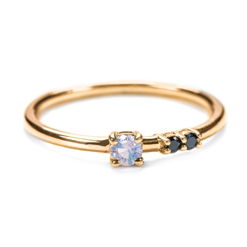 3-Stone Stacking Ring – 10K Yellow Gold with Cubic Zirconia and White Premium Zirconia