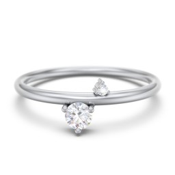 Off-Set Gemstone Stacking Ring in 925 Sterling Silver with Diamond