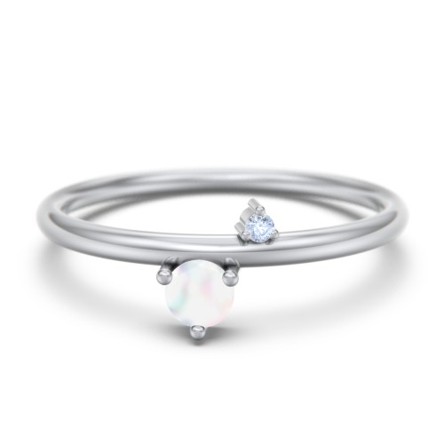 Off-Set Gemstone Stacking Ring