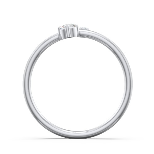 Off-Set Gemstone Stacking Ring – Sterling Silver with Cubic Zirconia and White Premium Zirconia