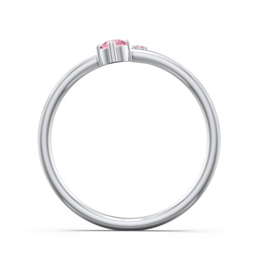 Off-Set Gemstone Stacking Ring – Sterling Silver with Pink Tourmaline and Fancy Pink Premium Zirconia