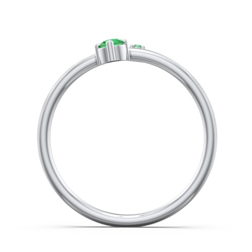 Off-Set Gemstone Stacking Ring – Sterling Silver with Emerald and Green Premium Zirconia