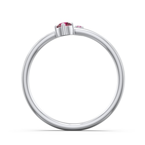 Off-Set Gemstone Stacking Ring – Sterling Silver with Ruby and Red Premium Zirconia