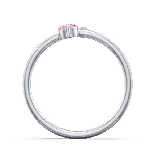 Off-Set Gemstone Stacking Ring – Sterling Silver with Pink Tourmaline and Fancy Pink Premium Zirconia