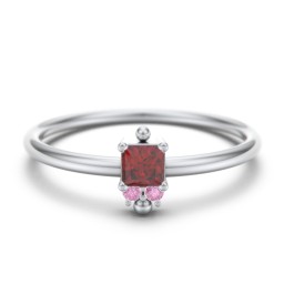 Princess Cut Stacking Ring with Accents in 925 Sterling Silver