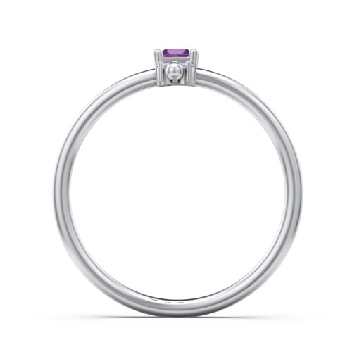 Princess Cut Stacking Ring with Accents – Sterling Silver with Amethyst and Amethyst Premium Zirconia