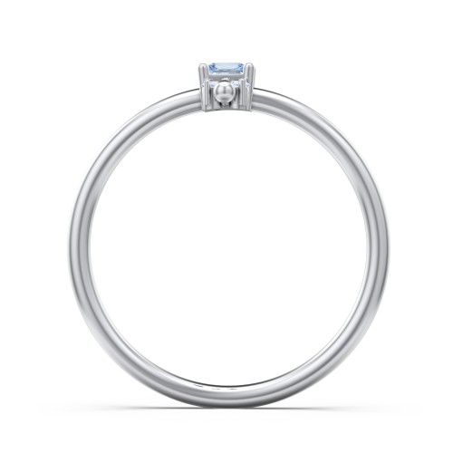 Princess Cut Stacking Ring with Accents – Sterling Silver with Aquamarine and Fancy Blue Premium Zirconia