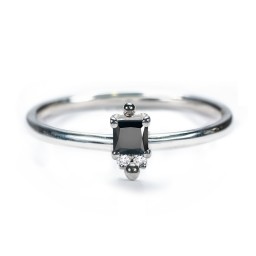 Princess Cut Stacking Ring with Accents in 925 Sterling Silver