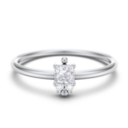 Princess Cut Stacking Ring with Accents in 925 Sterling Silver with Cubic Zirconia and White Premium Zirconia