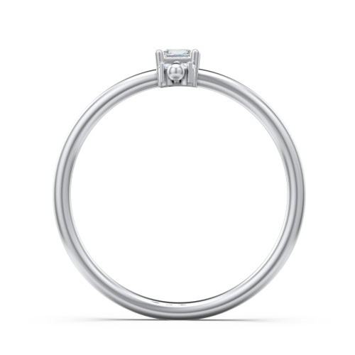Princess Cut Stacking Ring with Accents – Sterling Silver with Cubic Zirconia and White Premium Zirconia
