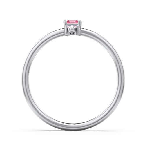 Princess Cut Stacking Ring with Accents – Sterling Silver with Pink Tourmaline and Fancy Pink Premium Zirconia