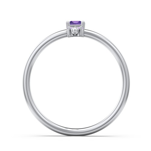 Princess Cut Stacking Ring with Accents – Sterling Silver with Amethyst and Amethyst Premium Zirconia