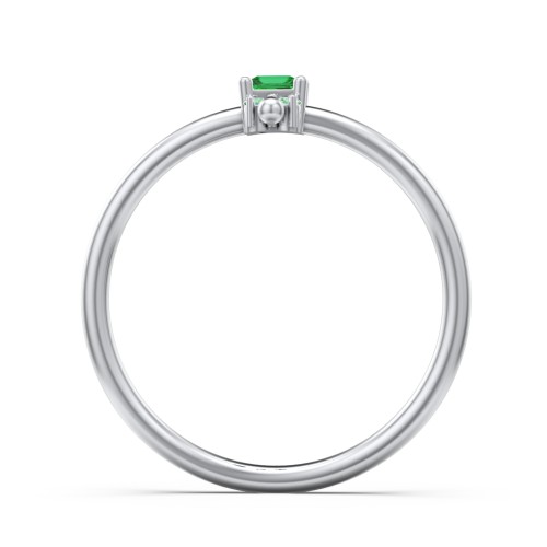 Princess Cut Stacking Ring with Accents – Sterling Silver with Emerald and Green Premium Zirconia