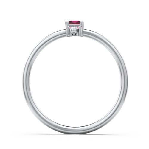 Princess Cut Stacking Ring with Accents – Sterling Silver with Ruby and Red Premium Zirconia