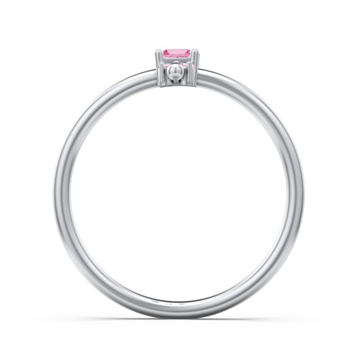 Princess Cut Stacking Ring with Accents – Sterling Silver with Pink Tourmaline and Fancy Pink Premium Zirconia